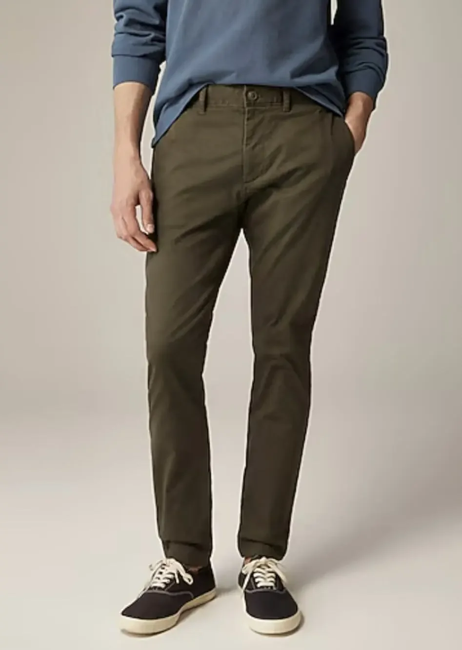 J.Crew 250 Skinny Fit Core Stretch Chino Pants Mens W30 L32 Greenish Brown AB613